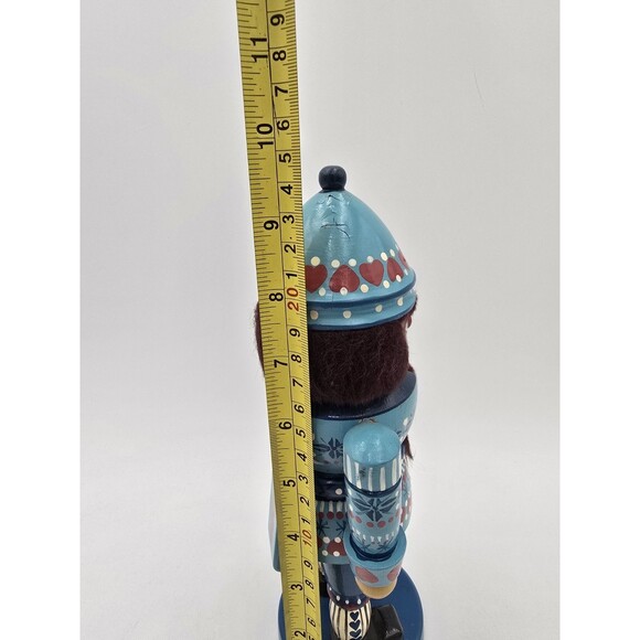 Vintage Nutcracker Blue Hat Sweater Moustache 9.5" Wooden - Picture 7 of 7